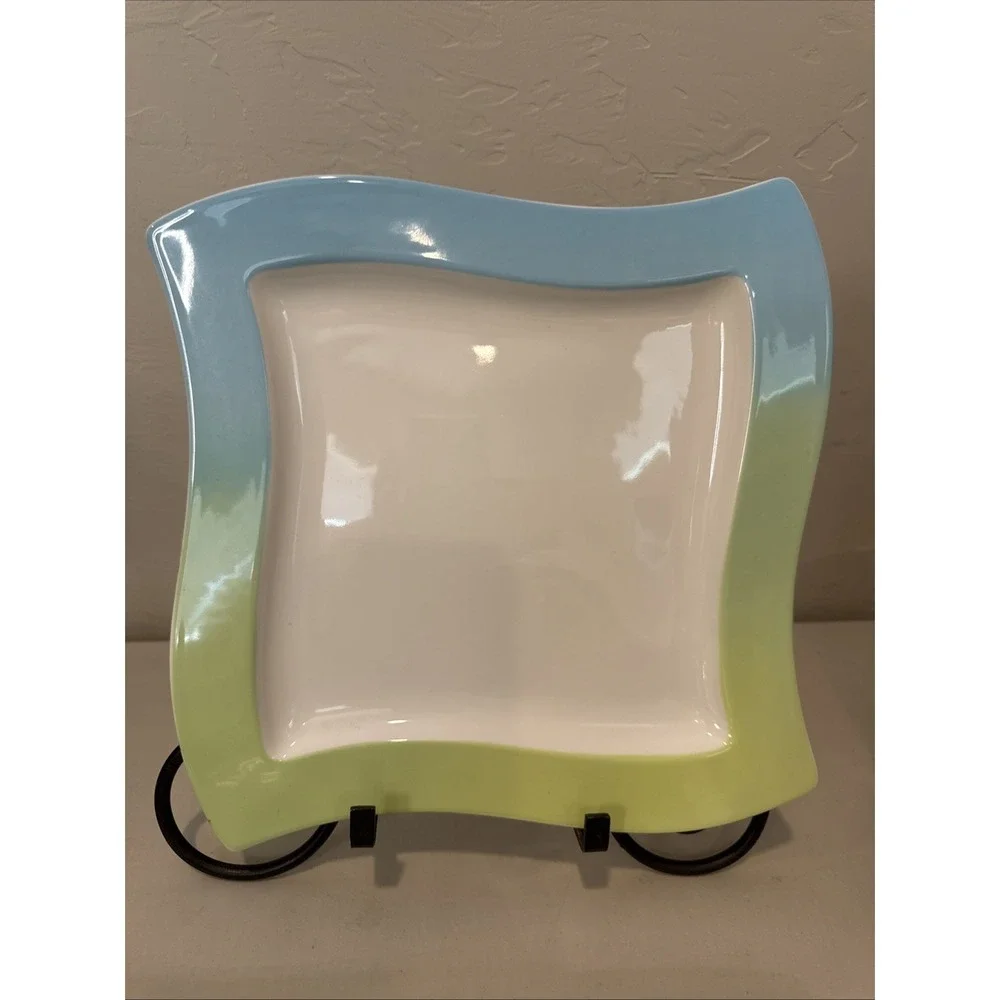 Villeroy & Boch NewWave Lagoon Square Dinner Plate Blue‎ Green Porcelain